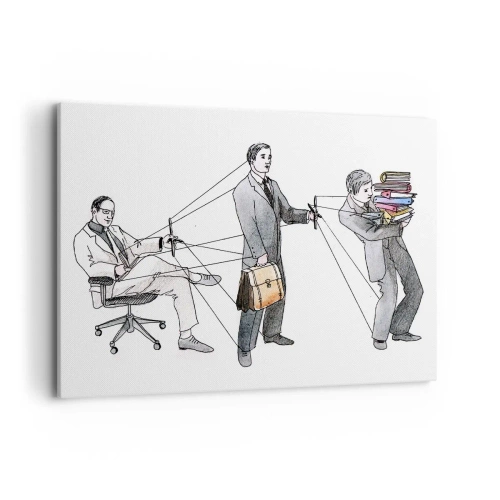 Quadro su tela - Stampe su Tela - Un'illustrazione che mostra persone controllate come marionette. - 100x70cm - Ognuno ha il suo padrone - Decorazione murale moderna per soggiorno e camera da letto ARTTOR