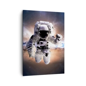 Quadro su tela - Stampe su Tela - Astronauta nello spazio - 50x70cm - Saluti dal cosmo - Decorazione murale moderna per soggiorno e camera da letto ARTTOR