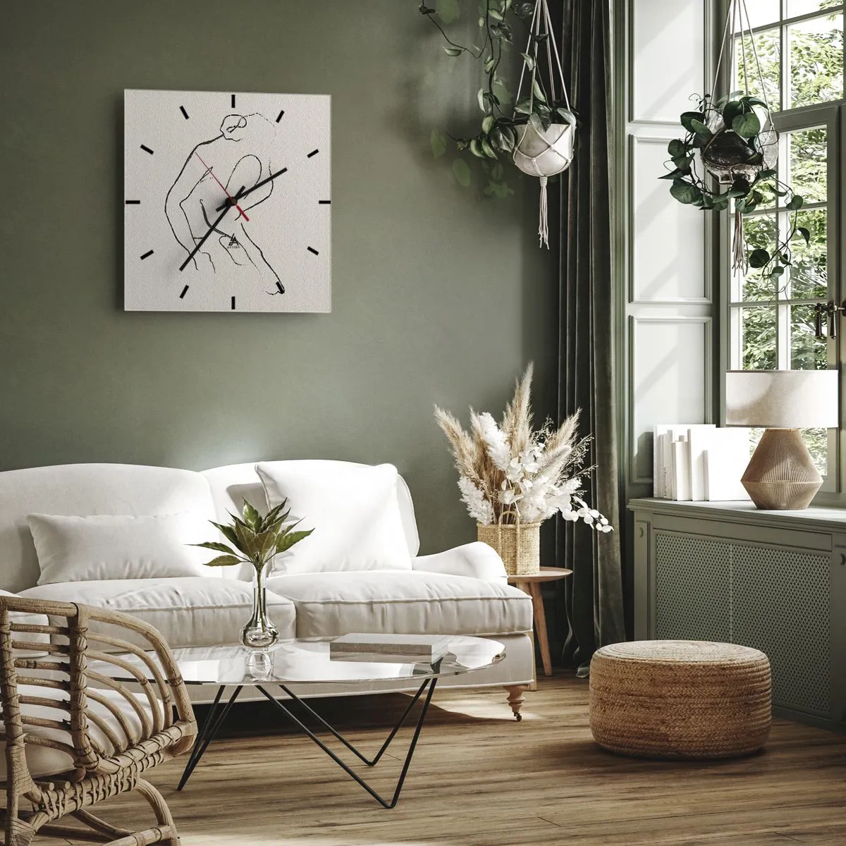 Orologio da parete - Orologio in Vetro - Schizzo intimo - 40x40 cm