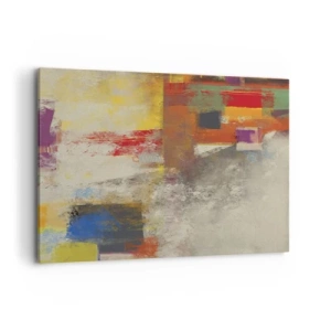 Quadro su tela - Stampe su Tela - Astrazione colorata con forme geometriche - 100x70cm - Geometria dei colori - Decorazione murale moderna per soggiorno e camera da letto ARTTOR