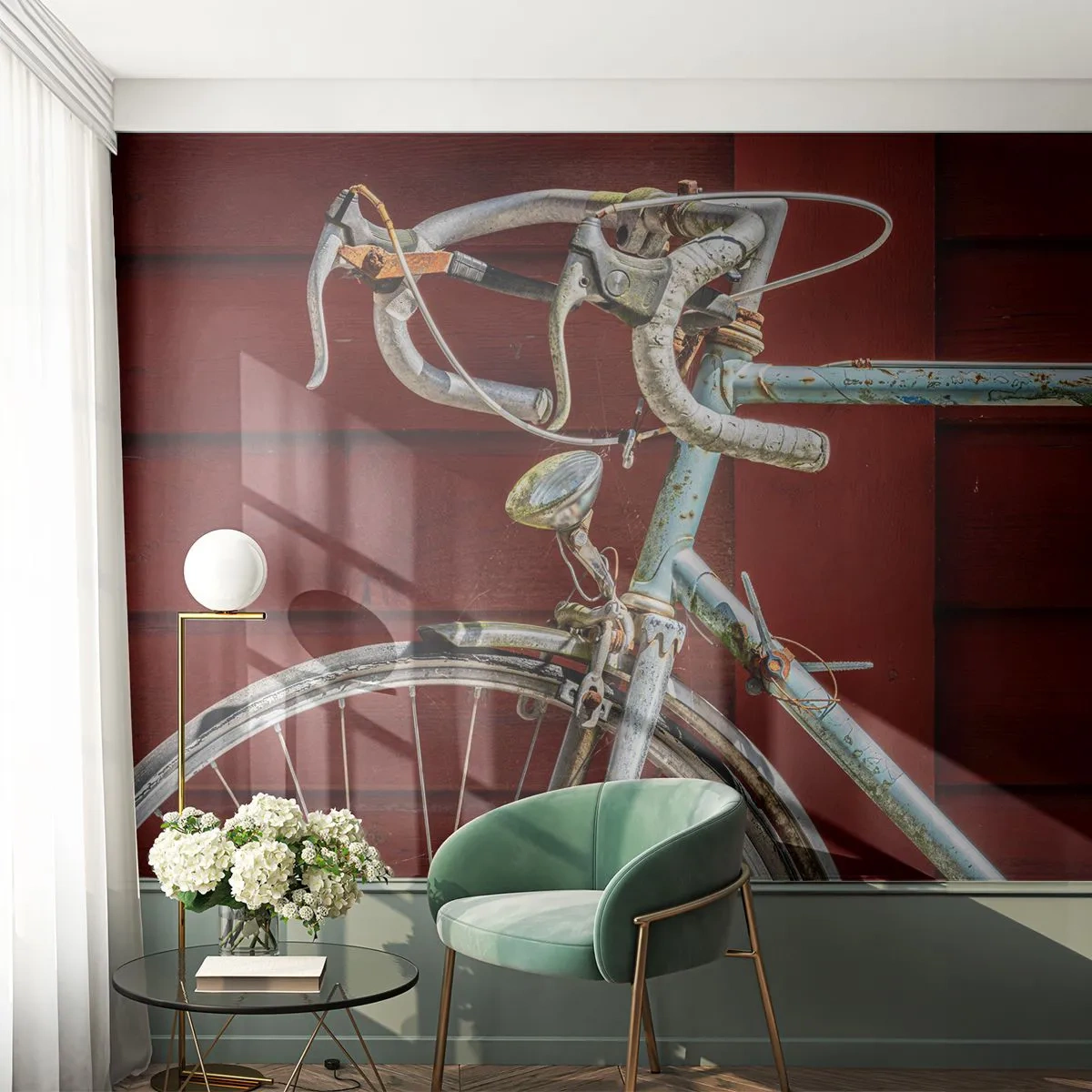 Fotomurali Autoadesivo Deluxe Sticker - Creata per la vittoria - Bicicletta, retrò, Ciclismo - 350x256 cm