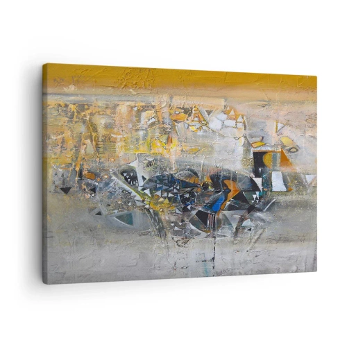 Quadro su tela - Stampe su Tela - Astrazione con tonalità dominanti di giallo e grigio - 70x50cm - Tutto andrà bene - Decorazione murale moderna per soggiorno e camera da letto ARTTOR