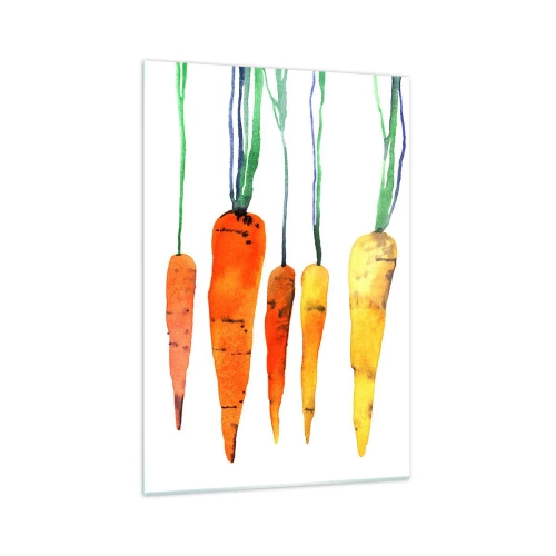 Quadro su vetro - Carote acquerellate in diverse tonalità su sfondo bianco - 70x100cm - La bellezza della semplicità - Decorazione murale moderna per soggiorno e camera da letto ARTTOR