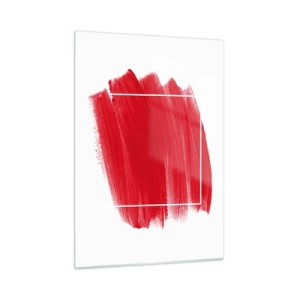 Quadro su vetro - Macchia rossa astratta con cornice bianca - 50x70cm - Fuori dagli schemi - Decorazione murale moderna per soggiorno e camera da letto ARTTOR