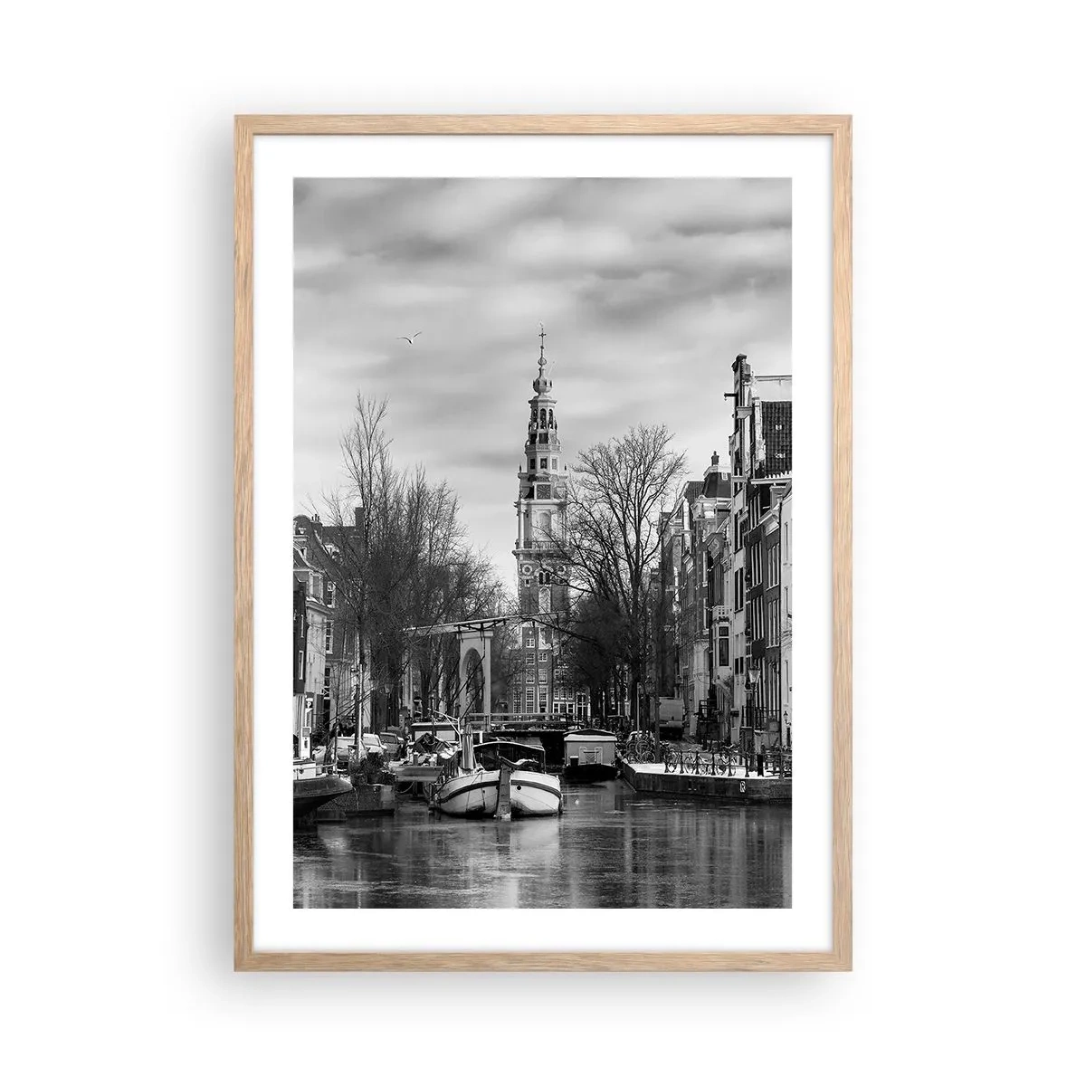 Poster in cornice rovere chiaro - Atmosfera di Amsterdam - 50x70 cm