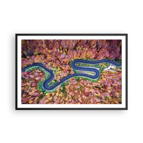 Poster in cornice nera - Via tortuosa attraverso il bosco - 91x61 cm