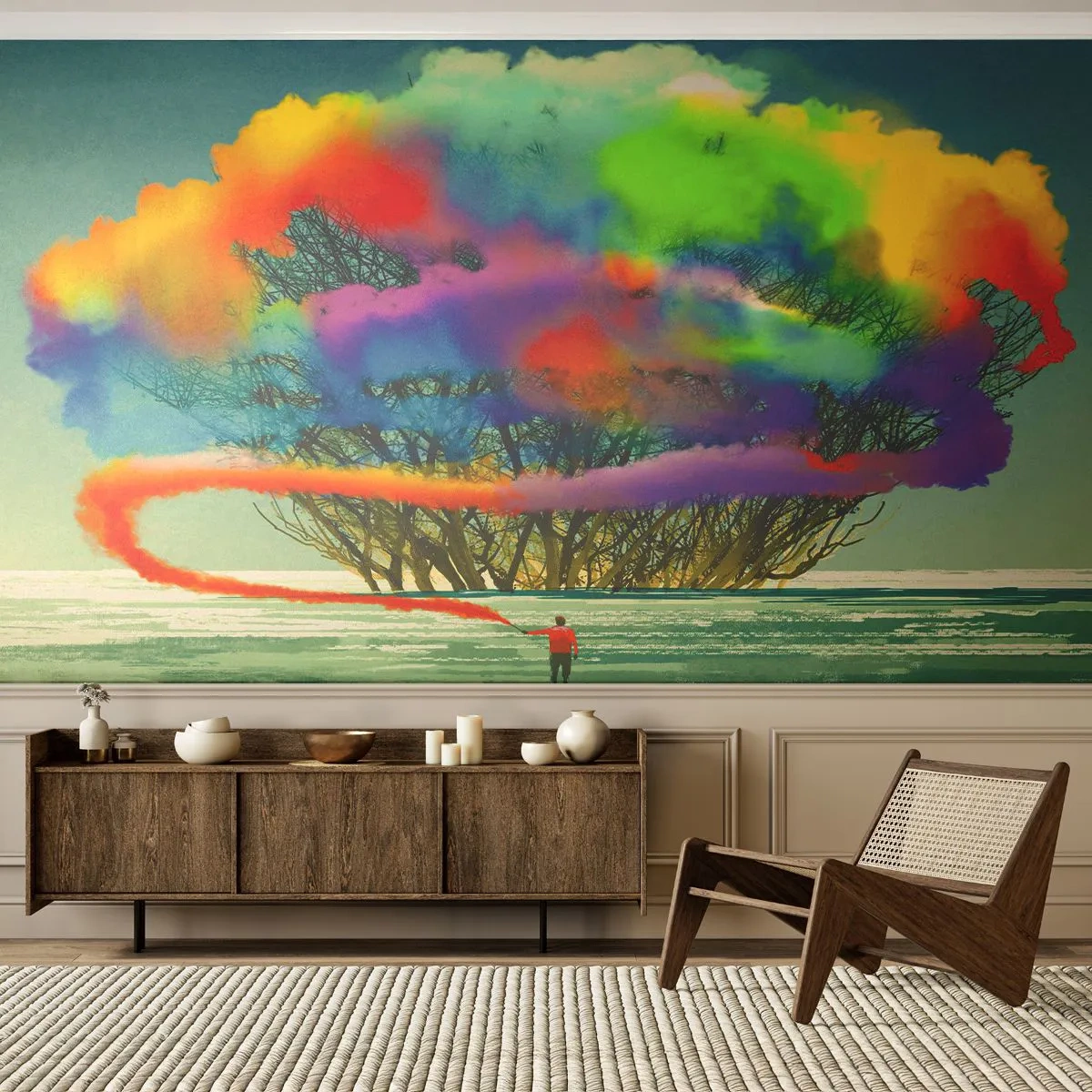 Fotomurali Premium Sand - Ravvivando questo mondo - Astrazione, Uomo, Modello moderno - 350x256 cm