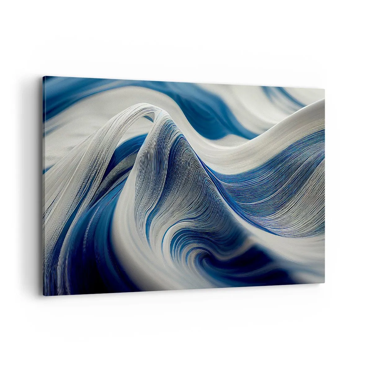 Quadro su tela - Stampe su Tela - Onde astratte nei toni del blu e del bianco - 120x80cm - Fluidità di blu e di bianco - Decorazione murale moderna per soggiorno e camera da letto ARTTOR