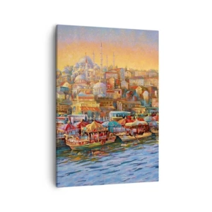 Quadro su tela - Stampe su Tela - Panorama pittoresco di Istanbul con vista sulla baia e sulla città - 50x70cm - Racconto da Istanbul - Decorazione murale moderna per soggiorno e camera da letto ARTTOR