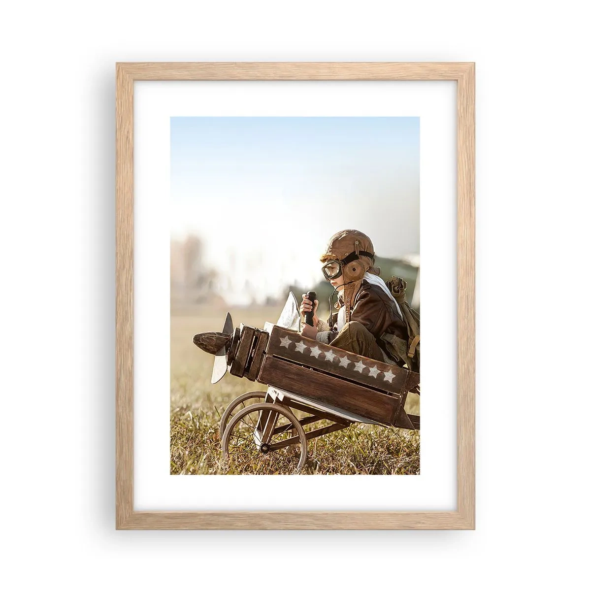 Poster in cornice rovere chiaro - Decollo verso i sogni - 30x40 cm