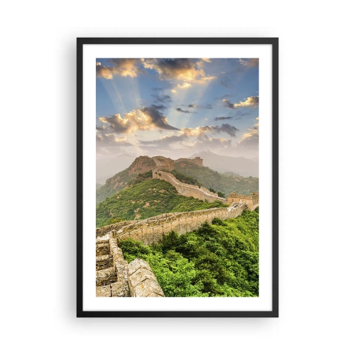 Poster in cornice nera - La Grande Muraglia Cinese nella pittoresca luce del tramonto - 50x70cm - La grandezza che non passa mai - Decorazione murale moderna per soggiorno e camera da letto ARTTOR