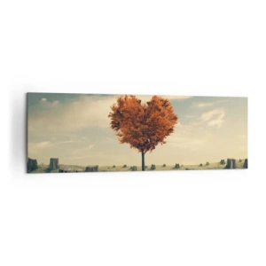 Quadro su tela - Stampe su Tela - Un albero a forma di cuore in un campo di ceppi, simbolo di speranza - 160x50cm - C'è sempre speranza - Decorazione murale moderna per soggiorno e camera da letto ARTTOR