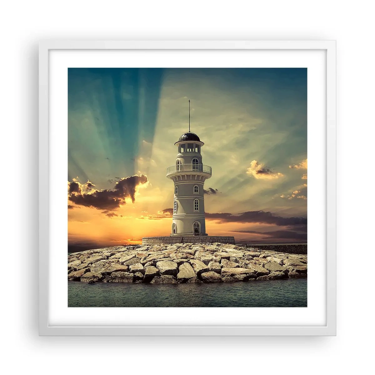 Poster in cornice bianca - Luce - Bontà - Bellezza - 50x50 cm