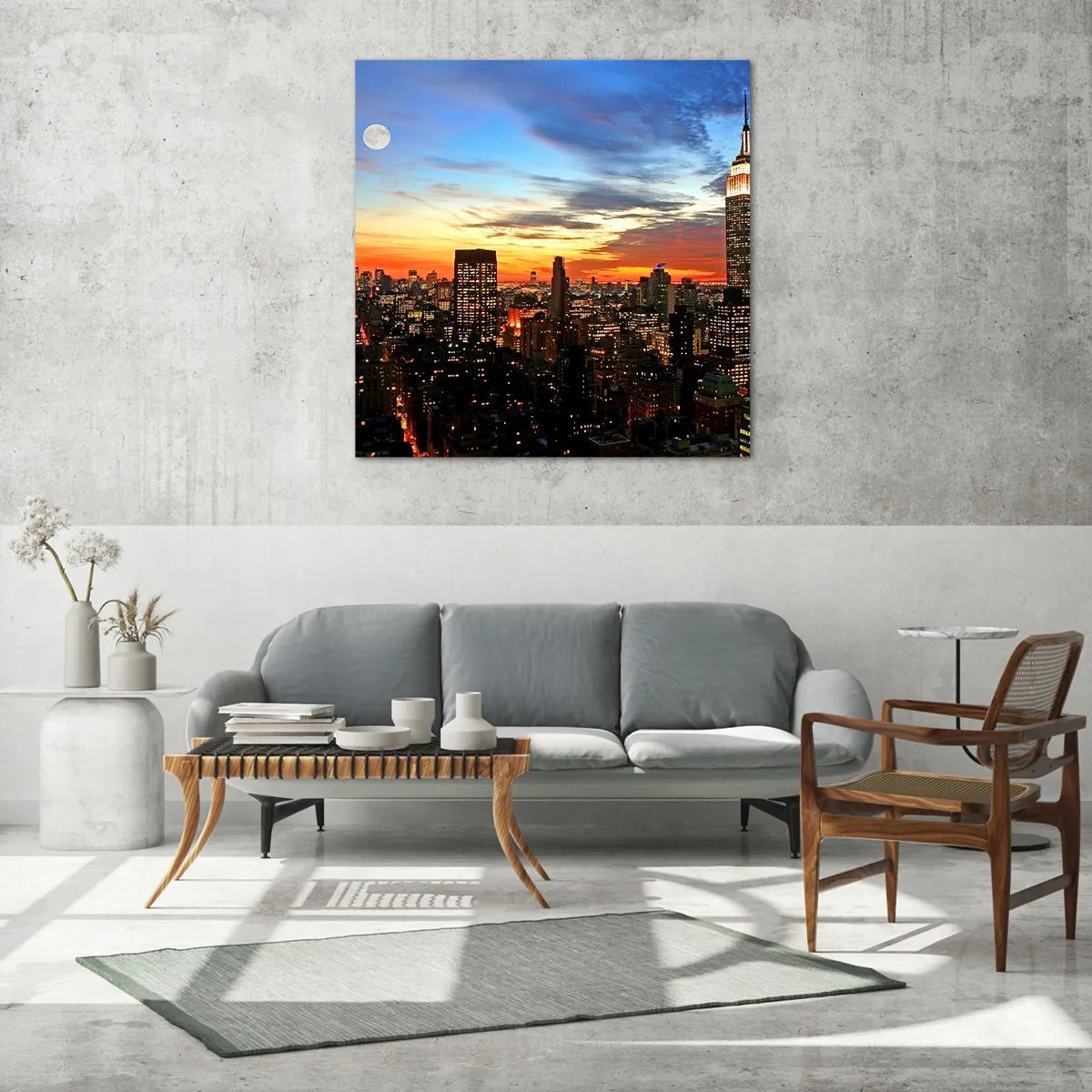 Quadro su vetro - Luminosa notte americana - 30x30 cm