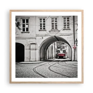 Poster in cornice rovere chiaro - Attraverso il labirinto cittadino - 60x60 cm