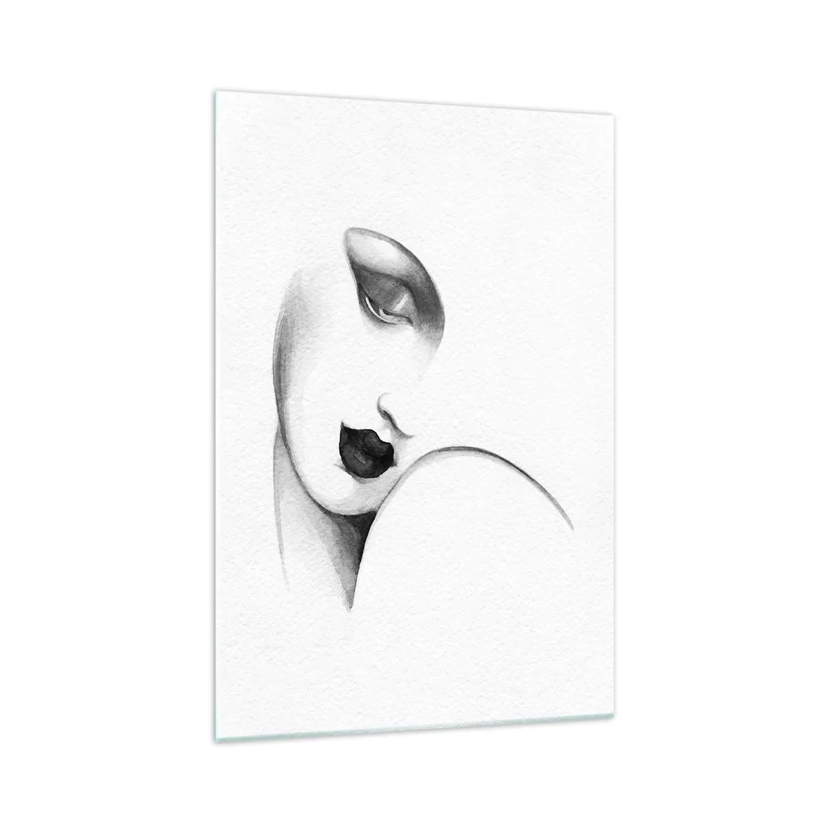 Quadro su vetro - Un sottile ritratto di una donna in stile monocromatico - 70x100cm - Nello stile di Lempicka - Decorazione murale moderna per soggiorno e camera da letto ARTTOR