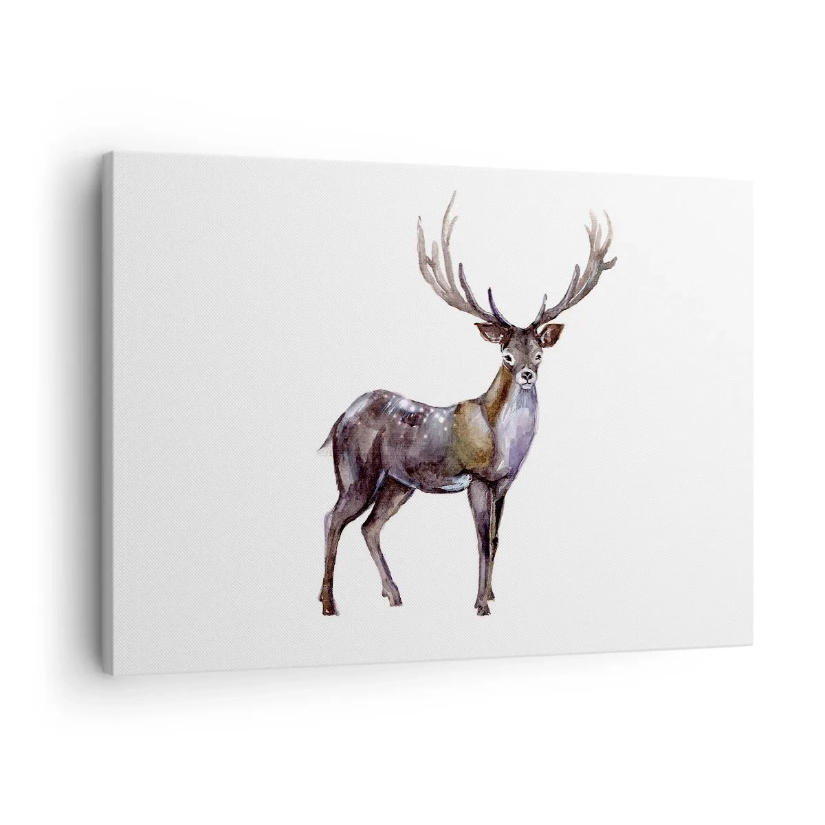 Quadro su tela - Stampe su Tela - Illustrazione ad acquerello di un cervo con maestose corna - 70x50cm - Il re della foresta del nord - Decorazione murale moderna per soggiorno e camera da letto ARTTOR