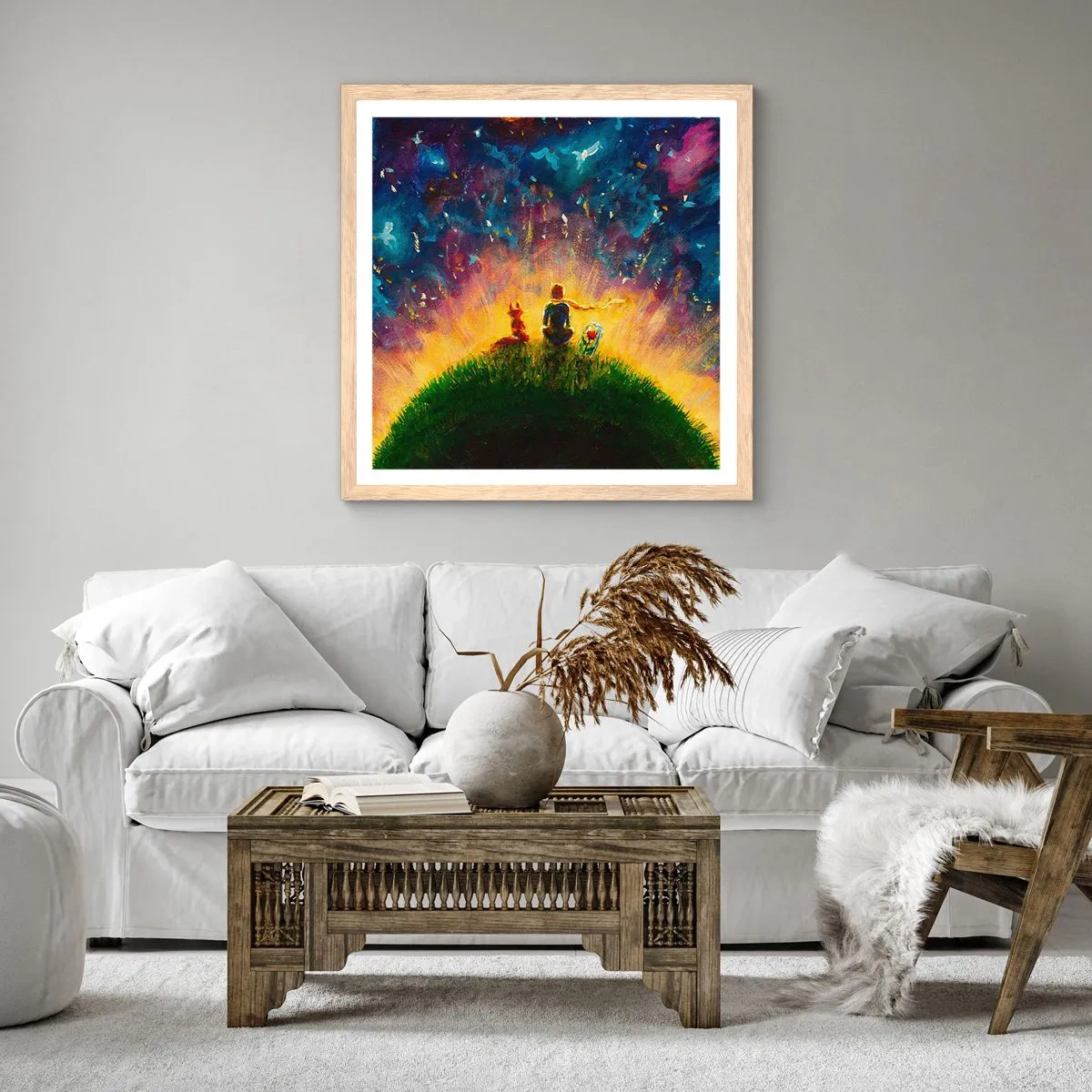 Poster in cornice rovere chiaro - Amore e amicizia: l'intero mondo - 60x60 cm