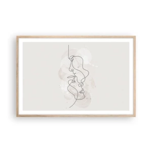 Poster in cornice rovere chiaro - Intrecciati in un abbraccio - 91x61 cm