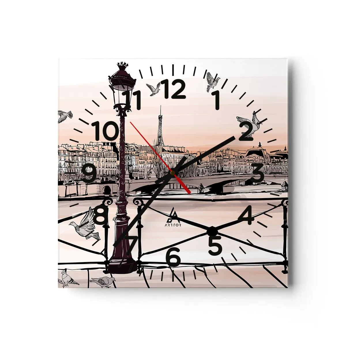 Orologio da parete - Orologio in Vetro - Sui tetti di Parigi - 30x30 cm