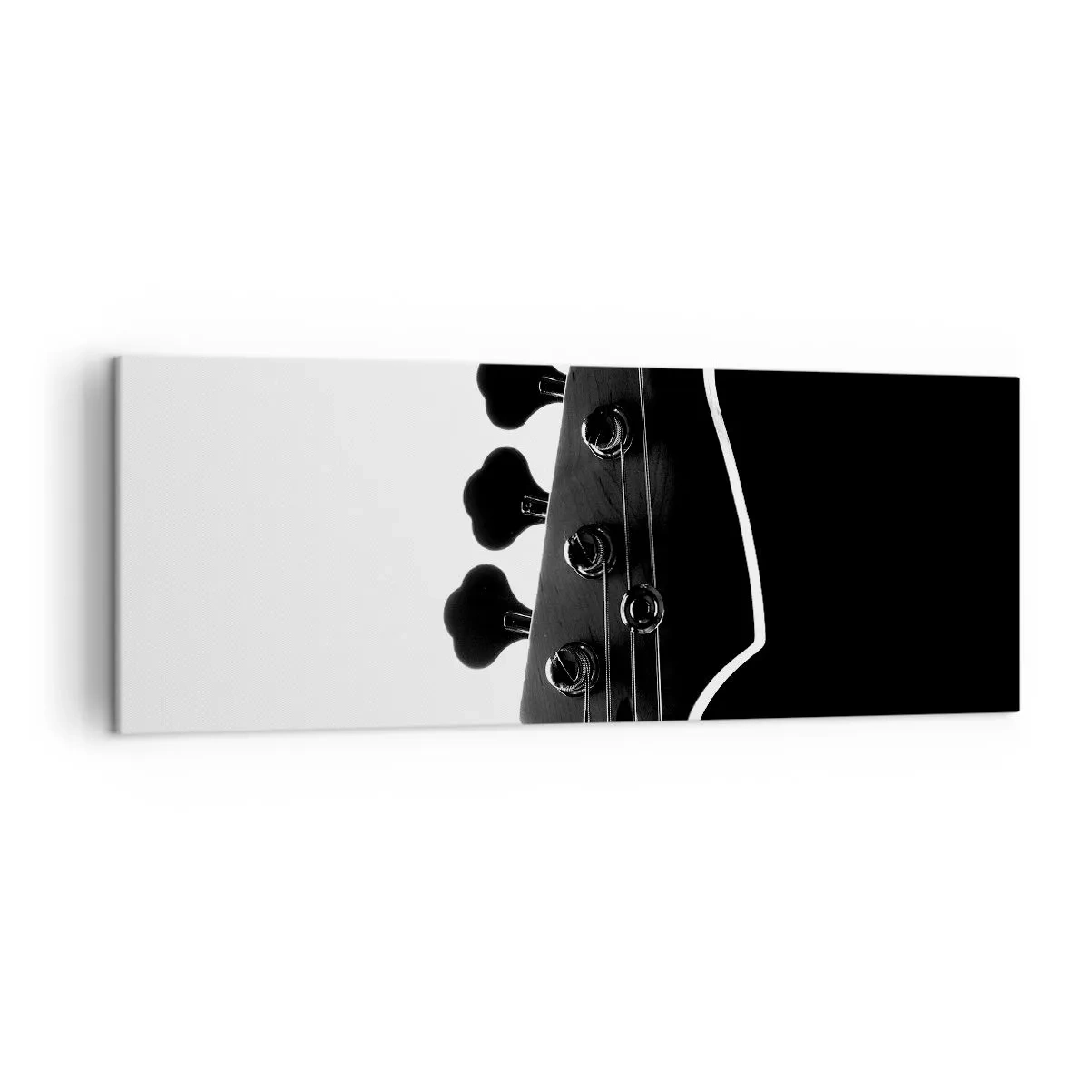 Quadro su tela - Stampe su Tela - Sagoma in bianco e nero della paletta di un basso - 140x50cm - Silenzio rock - Decorazione murale moderna per soggiorno e camera da letto ARTTOR