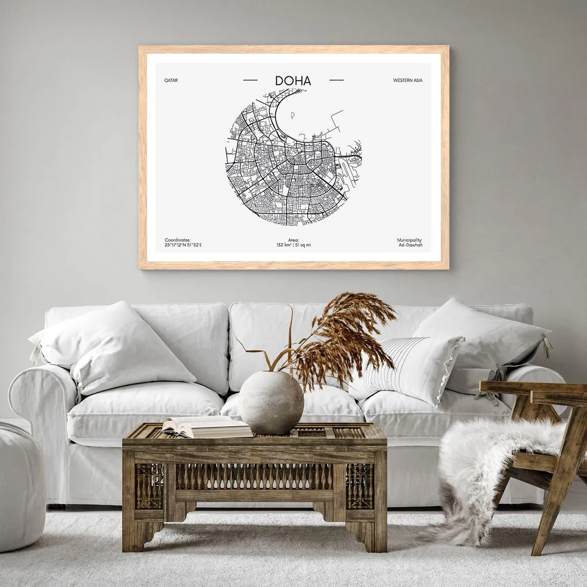 Poster in cornice rovere chiaro - Anatomia di Doha - 100x70 cm
