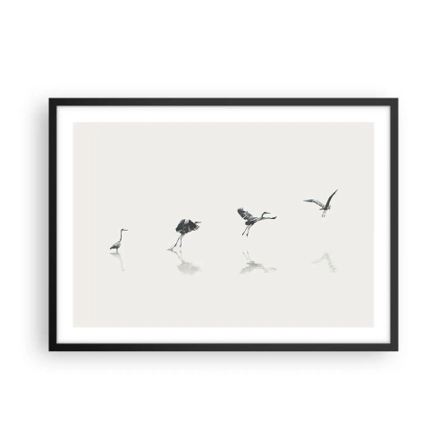 Poster in cornice nera - Quattro sagome di uccelli riflesse nell'acqua calma - 70x50cm - Quattro semplici passi - Decorazione murale moderna per soggiorno e camera da letto ARTTOR