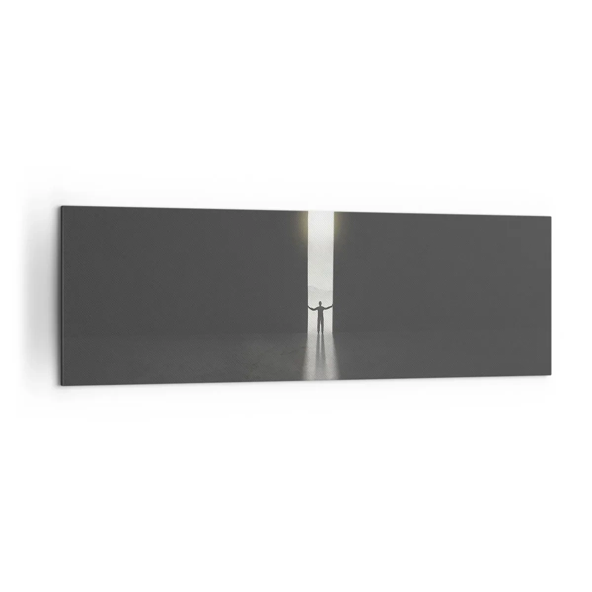 Quadro su tela - Stampe su Tela - Un uomo in piedi alla luce di una stretta fessura in uno spazio buio - 160x50cm - Un passo verso un chiaro futuro - Decorazione murale moderna per soggiorno e camera da letto ARTTOR
