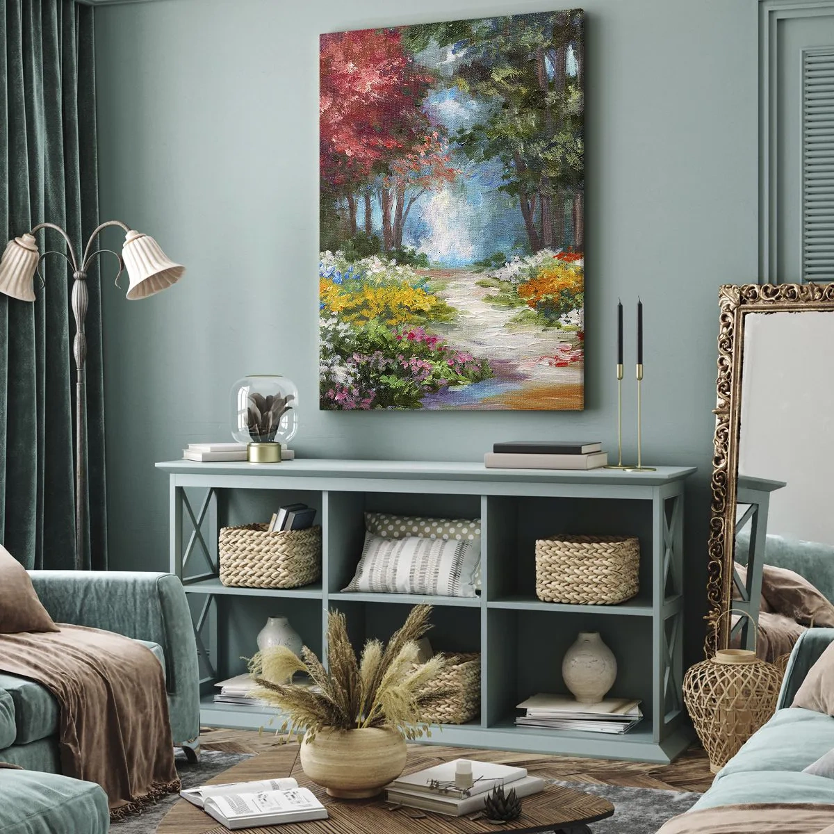 Quadro su tela - Stampe su Tela - Il giardino del bosco d'aprile - 55x100 cm