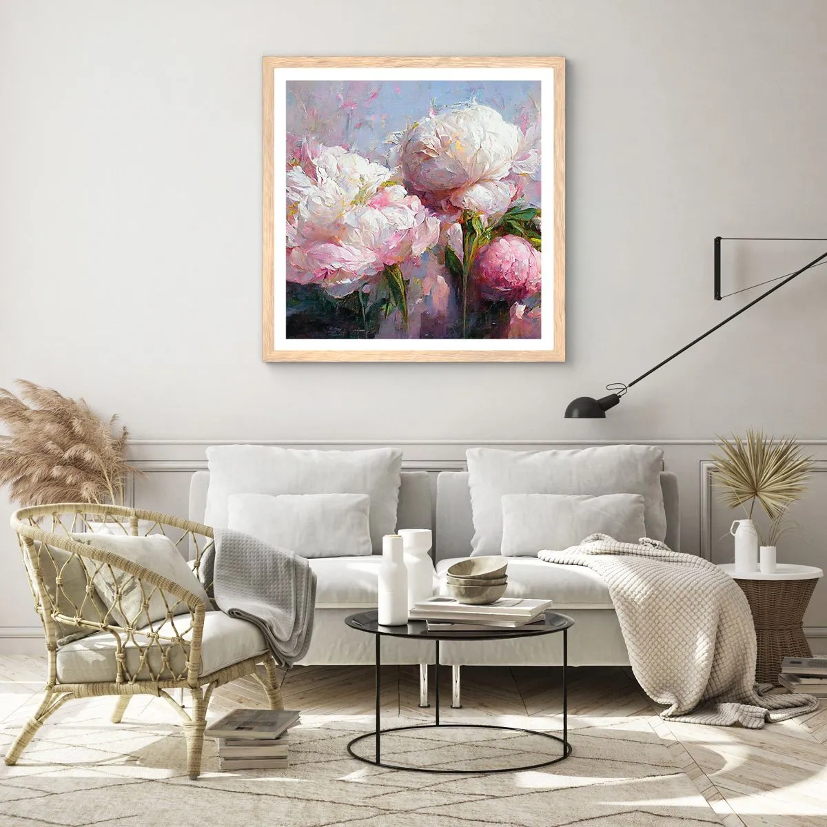 Poster in cornice rovere chiaro - Un bouquet pieno di vita - 50x50 cm