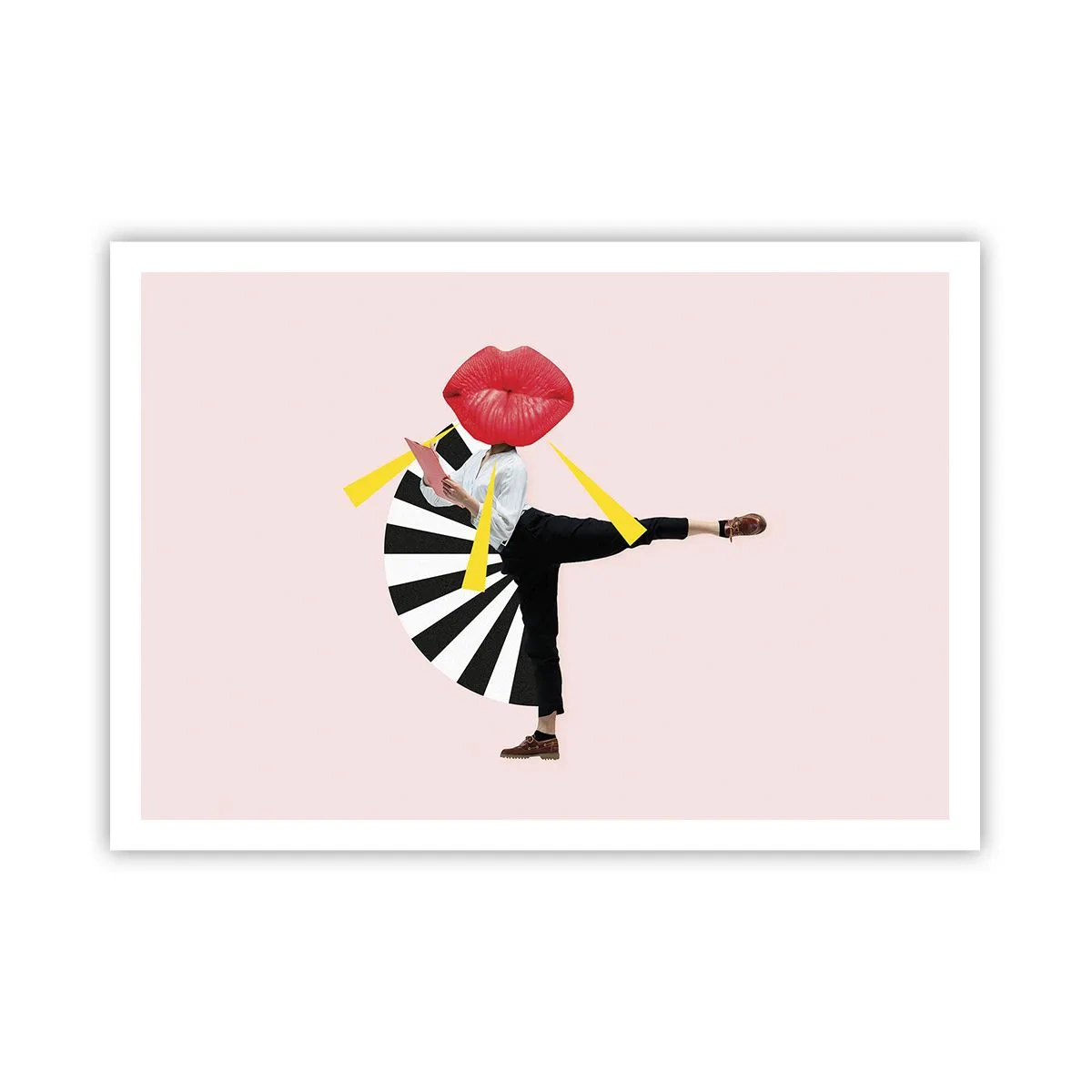 Poster - Figura surrealista con bocca ed elementi geometrici - 100x70cm - Pop-art surrealistica - Decorazione murale moderna per soggiorno e camera da letto ARTTOR