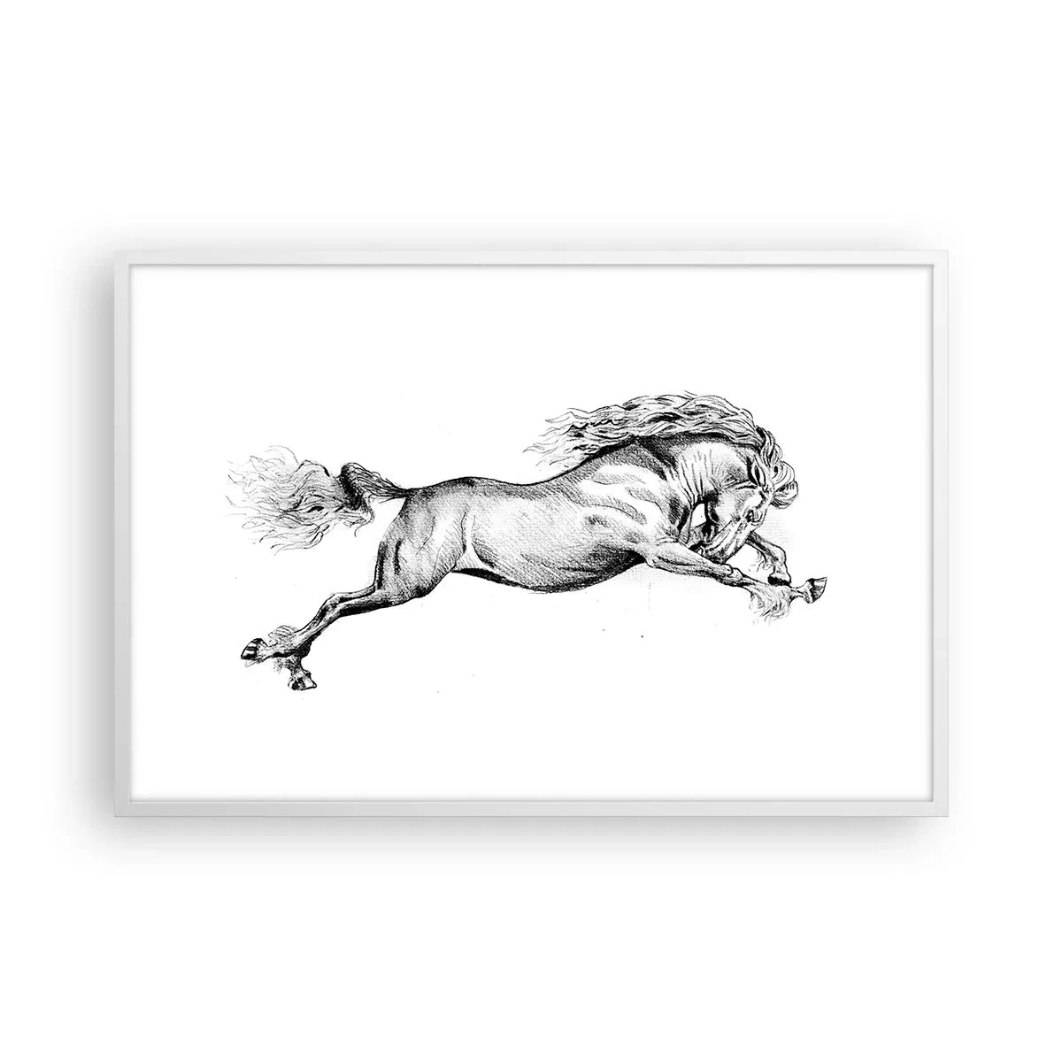 Poster in cornice bianca - Fermo al galoppo - 91x61 cm