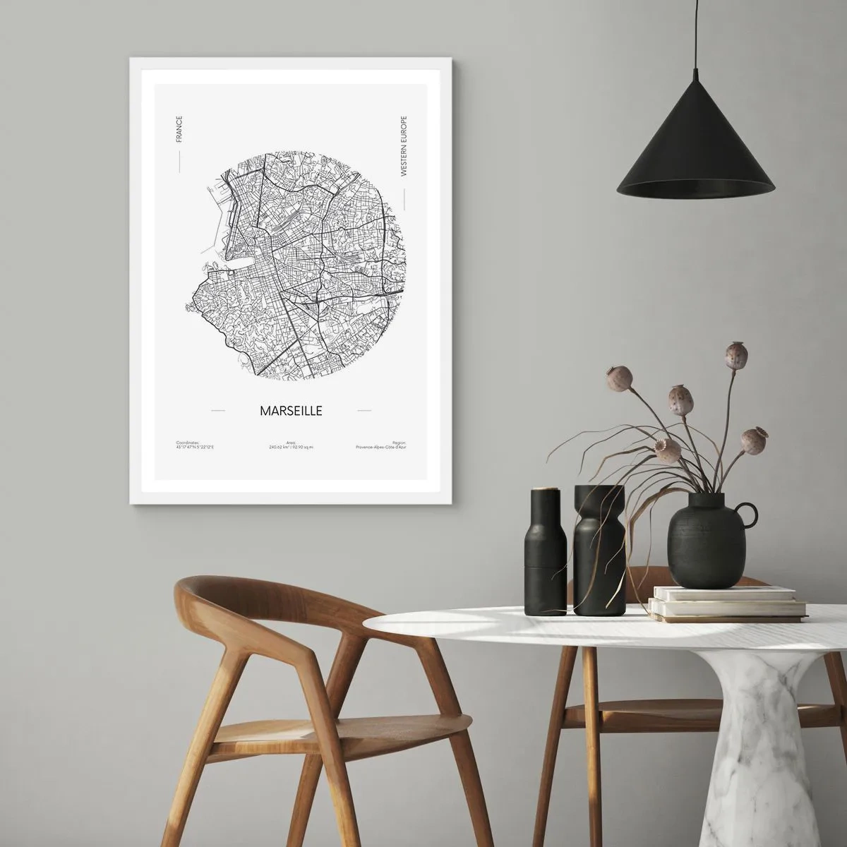 Poster in cornice bianca - Anatomia di Marsiglia - 50x70 cm