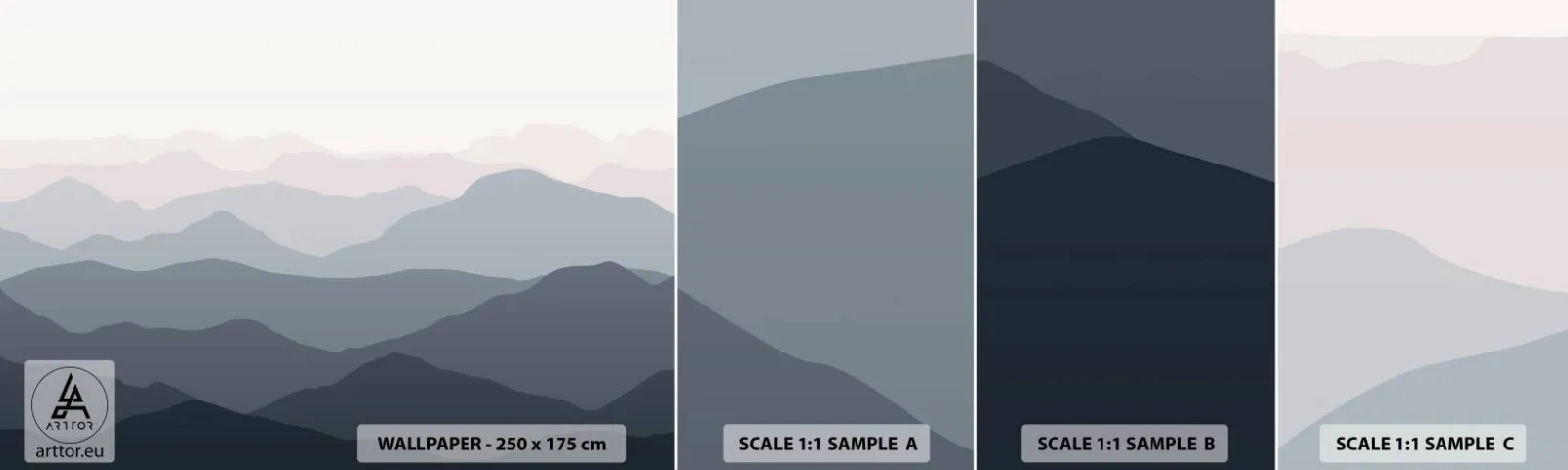 Campione Di Fotomurale Standard Eco - Le onde dei monti - Astrazione, Grafica, Montagne - 100x30 cm