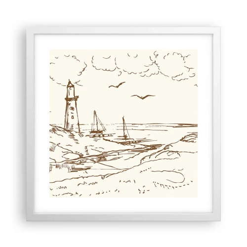 Poster in cornice bianca - Schizzo dei ricordi d'estate - 40x40 cm