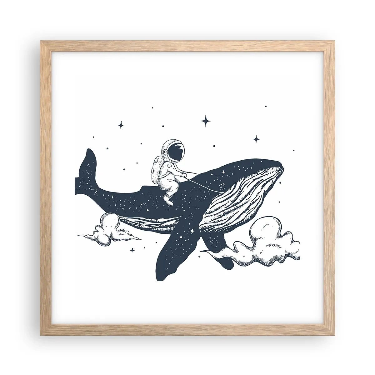 Poster in cornice rovere chiaro - Avventura nello spazio - 40x40 cm