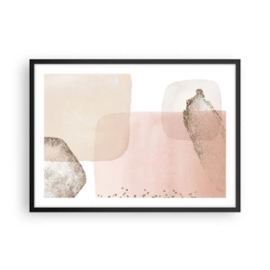 Poster in cornice nera - Macchie pastello con elementi dorati - 70x50cm - Incontro attraverso il colore - Decorazione murale moderna per soggiorno e camera da letto ARTTOR