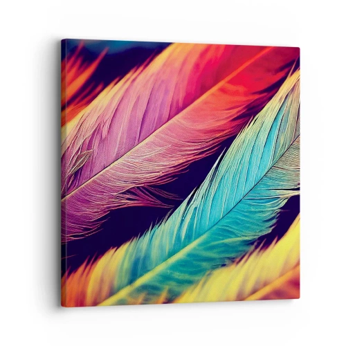 Quadro su tela - Stampe su Tela - Arcobaleno piumato - 30x30 cm