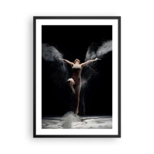 Poster in cornice nera - Una ballerina in una nuvola di polvere su uno sfondo nero - 50x70cm - Gli elfi esistono - Decorazione murale moderna per soggiorno e camera da letto ARTTOR