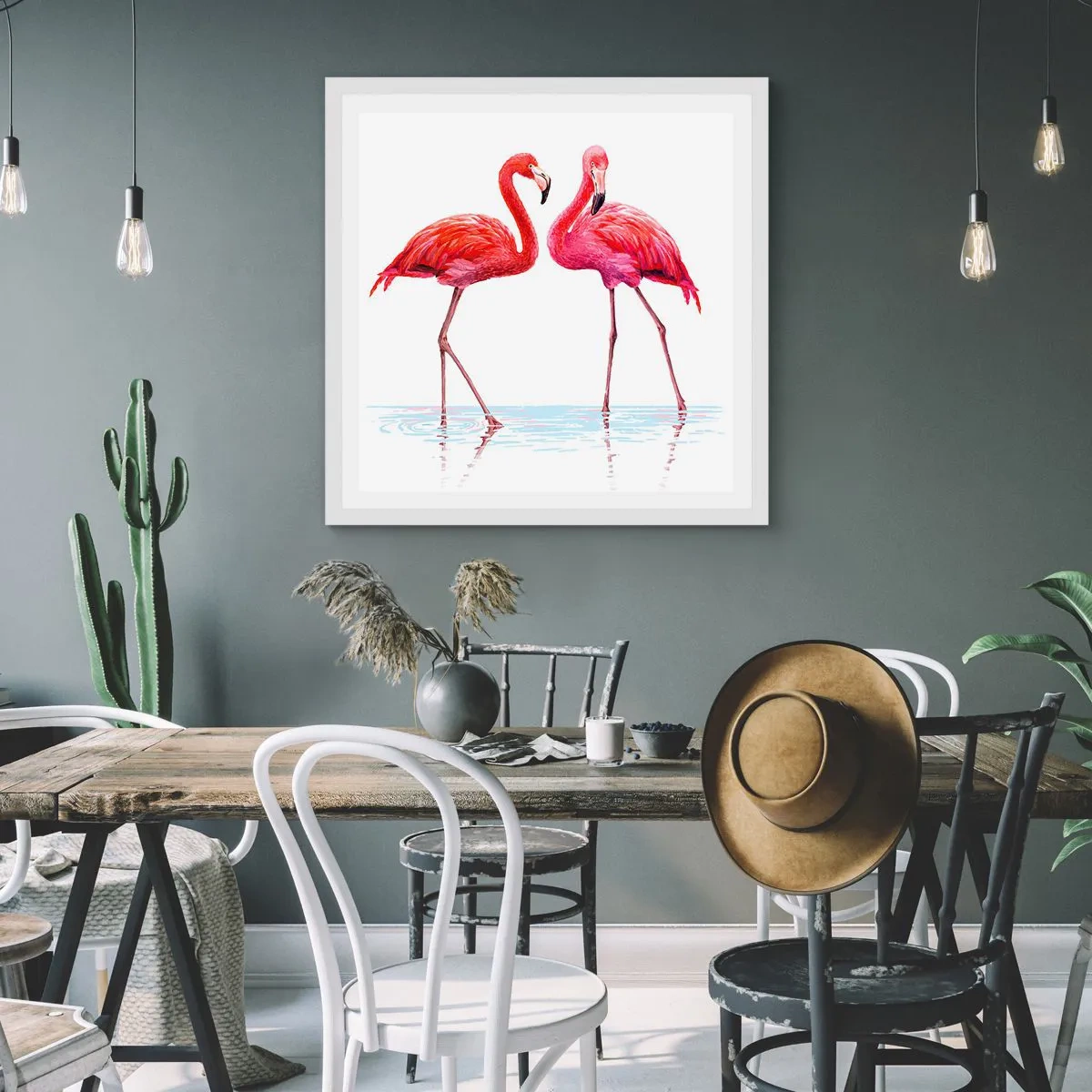 Poster in cornice bianca - Appuntamento in rosa - 40x40 cm