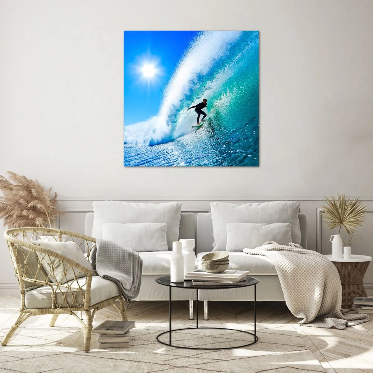 Quadro su vetro - Attraverso il grande blu - 40x40 cm