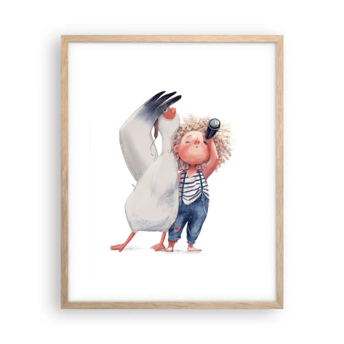 Poster in cornice rovere chiaro - Il progetto di un grande viaggio - 40x50 cm