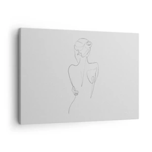 Quadro su tela - Stampe su Tela - Una linea di contorno che mostra una silhouette femminile su uno sfondo chiaro - 70x50cm - La musica del corpo - Decorazione murale moderna per soggiorno e camera da letto ARTTOR