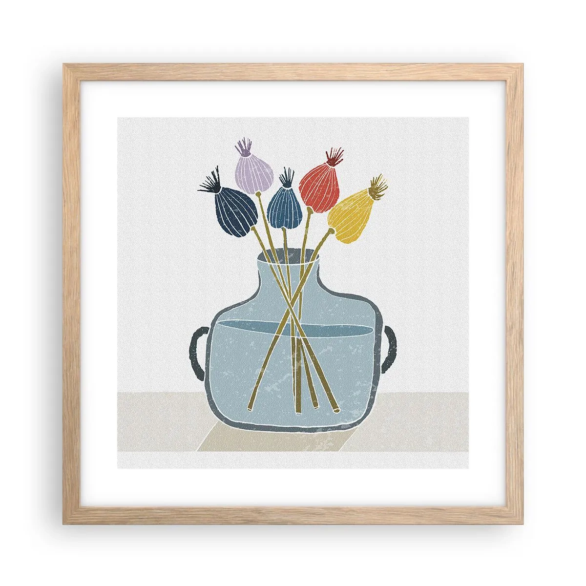 Poster in cornice rovere chiaro - Il silenzio dei papaveri - 40x40 cm