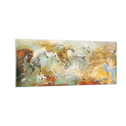 Quadro su vetro - Al galoppo attraverso la luce - 100x40 cm