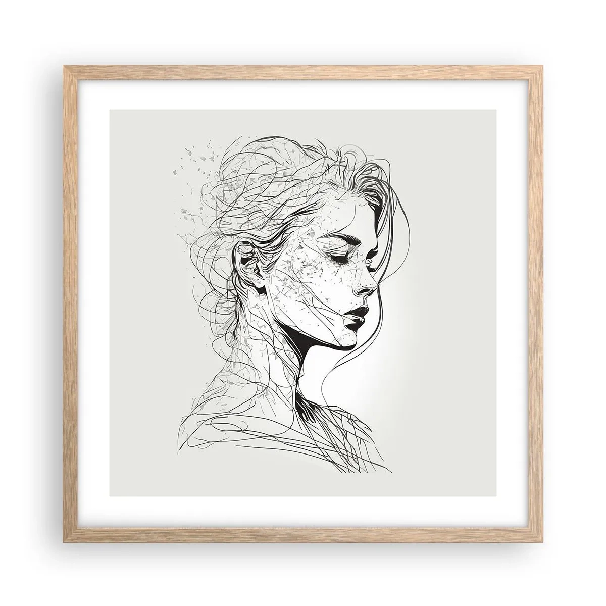 Poster in cornice rovere chiaro - Ritratto pensieroso - 50x50 cm