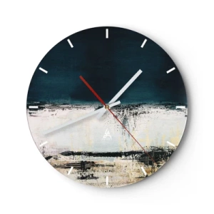 Orologio da parete - Orologio in Vetro - Paesaggio astratto nei toni scuri e chiari - 30x30cm - Composizione orizzontale - Decorazione murale moderna per soggiorno, cucina e camera da letto ARTTOR