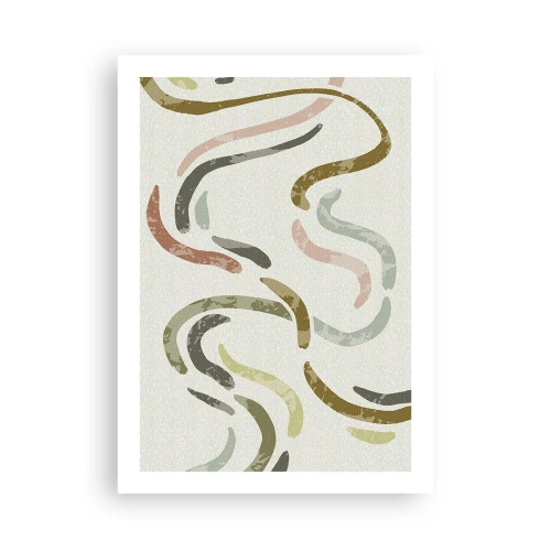 Poster - Linee ondulate astratte in tonalità naturali - 50x70cm - La danza gioiosa dell'astrazione - Decorazione murale moderna per soggiorno e camera da letto ARTTOR