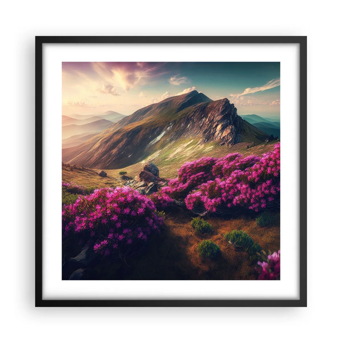 Poster in cornice nera - L'estate sui monti - 50x50 cm