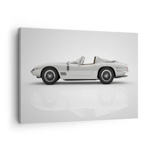 Quadro su tela - Stampe su Tela - Classica decappottabile bianca su sfondo chiaro - 70x50cm - Promessa di divertimento - Decorazione murale moderna per soggiorno e camera da letto ARTTOR